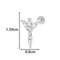 Silver star-shaped zircon titanium lip stud earring with drop pendant, 1.39cm height - Marquise Cluster Cone Style (2606-6#) / Silver