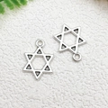 Silver hexagram star alloy pendants with metal rings for DIY jewelry accessories - Hexagram Star of David (13x17.5mm)