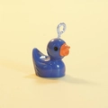 Luminous blue resin duck pendant with orange beak and silver metal ring for DIY crafts - Solid Klein Blue (Silver Pin)