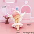 8.5cm pink ballet girl figurine with white wings and pearl headband for desktop decor - 15B Pink Vinyl Small Ballet Girl