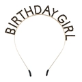 Golden Birthday Girl headband with black rhinestones and comfortable protective tips - Gold Base Black Rhinestone