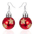 Christmas ball earrings with red resin and gold sequin stars on white background - Red Star