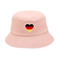 Pink cotton bucket hat featuring a heart-shaped German flag patch on the front - M / 1# Heart Flag - Dusty Pink