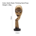 Scultura astratta moderna di viso e mano in finitura oro antico con base nera - Mini Mani di Forbice / Oro