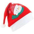 Gorro de Navidad rojo de felpa con un lindo muñeco de nieve bordado y bufanda a rayas - Muñeco de Nieve