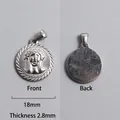 Silver stainless steel 18mm round pendant with relief portrait and brushed finish - Woven Border Portrait Relief Charm (P00103S)