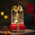 Boule à neige de Noël en forme de cadeau avec ballerine et sapin décoré - Rouge - Fille et Arbre de Noël