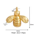 Golden honeybee jewelry pendant charm with detailed wings and top circular loop - Bee - Gold