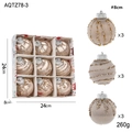 Set di palline di Natale color champagne con glitter in scatola con renne - 8CM/260g / Oro Champagne 8CM (Set da 9)