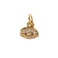 Gold plated evil eye pendant charm featuring sparkling white cubic zirconia stones - Half Circle Eye 05