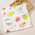 Soft white cotton gauze baby washcloth with cute fruit prints and star decoration - Fun Fruit