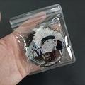 Holographic anime badge of Gojo Satoru in a clear PVC self-sealing plastic storage bag - Zip Lock Bag 9.5*11cm - 26 Silk