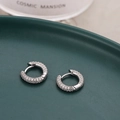 Fashion French silver huggie hoop earrings with micro-paved cubic zirconia accents - Micro-Paved Huggie Style (A2313) / Silver