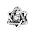 S925 Sterling Silber Hexagramm-Anhänger mit Zirkonia-Inlay für DIY-Armbänder geeignet - Hexagramm / PC0024 Silber