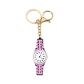 Portachiavi con ciondolo a orologio rosa a cartone animato con anello oro e moschettone - Rosa