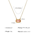 Collier en acier inoxydable plaqué or 18 carats avec zircon rectangulaire rose - Rose (SN030043-P)