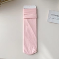 Pastel pink velvet knee high socks with cuffed design for a stylish Japanese student look - One Size / Pink