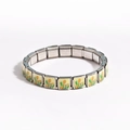 Stainless steel charm link bracelet with orange tulip flower pattern on yellow background - Light Yellow Tulip Style (款式13)