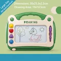 Green and cream magnetic drawing board for kids with 4 color stamps and a purple stylus pen - Large Green Handheld Drawing Board (4 Stamps + 1 Pen)