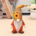 Harvest gnome with orange plaid hat, sunflower decor and white beard for autumn - Style B-Plaid Hat Orange Body
