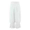 White Victorian bloomers with tiered ruffles and intricate lace trim details - S / Pants