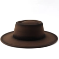 Detailed top view of wool fedora hat with unique dark spray-painted gradient brim - M (56-58cm) / Coffee