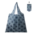 Foldable green and navy geometric print shopping bag with portable storage pouch - 16kg / 38*58cm / Geometric Rhombus (XC-57)