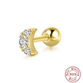 Boucle d'oreille piercing croissant de lune en argent 925 doré avec des zircons - #12 Croissant en Zircone / Or-Seul