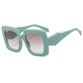 Fashionable square oversized sunglasses with mint green frames and gradient lenses - Light Blue