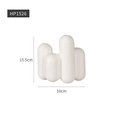 Moderne weiße Keramikvase im Mehrrohr-Design, Modell HP1526, 16 cm Breite 15,5 cm Höhe - Matte Blasen-Vase G-1526