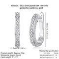 Minimalist S925 silver U-shape hoop earrings with 0.57CT white moissanite in white gold - Row Stones/E13183