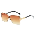 Modern oversized square sunglasses with gold metal frame and orange gradient lenses - Gold Frame Gradient Tea