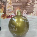 Inflatable gold Christmas ball with Merry Christmas text and reindeer motifs for yard decor - Golden Elk