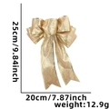 Golden glitter Christmas bow ornament measuring 25cm by 20cm on a white background - Gold