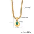 Vintage 18k gold plated titanium steel necklace with green zircon pendant - Gold March Lake Blue Zircon