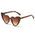 Fashionable heart-shaped sunglasses in leopard print frame with brown gradient lenses - Leopard Frame / Tea Lens
