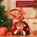 Christmas snowman drawstring gift bag made of red linen fabric for holiday treats - New Burlap Christmas Bag Snowman