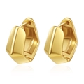 Detalle de pendientes de aro hexagonales geométricos con acabado metálico dorado - Estilo Geométrico Hexagonal (MS-817-2) / Dorado