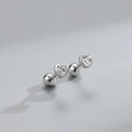 Eleganti orecchini a lobo a forma di cuore in argento sterling S925 con pietre di zirconi - Argento sterling 925 / Placcato Platino