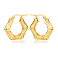 Elegante goldene Sechseck-Bambus-Ohrringe aus Edelstahl mit poliertem Finish - Hexagonaler Bambus-Stil (C069)