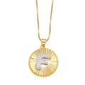 Gold-plated coin necklace with zircon-studded initial F pendant and delicate box chain - Letter F
