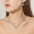 Silver-plated bridal jewelry set with emerald green crystals and sparkling zircons - Green Gemstone Silver 2-Piece Set(DTN14027052AP)
