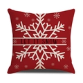 Roter Weihnachts-Kissenbezug aus Leinen mit Schneeflocken und Let It Snow Aufdruck - YMX60-2 LET IT SNOW