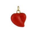Ciondolo a cuore rosso lucido con anello in metallo dorato per creazione gioielli fai-da-te - Cuore Rosso