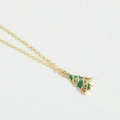 Collana a catena dorata con ciondolo a forma di albero di Natale smaltato verde e zirconi - Design Albero di Natale (5857064422933)