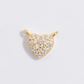 Detailed close-up of a heart-shaped gold pendant charm with pavé cubic zirconia accents - Gold Double-Loop Heart Pendant