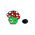 Süße Frosch-Brosche mit Pilzhut und Banjo, Emaille-Anstecknadel mit Gummiverschluss - C2753-2