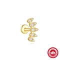 Clou d'oreille minimaliste en argent S925 doré avec incrustations de zircons scintillants - Or #4
