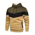 Streetwear hoodie voor heren met olijfgroene en kaki panelen van hoogwaardig gebreid materiaal - S / Legergroen Color Block