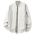 Chaqueta bomber de hombre blanco roto con bolsillo en la manga y cuello tipo mao elástico - M / Blanco